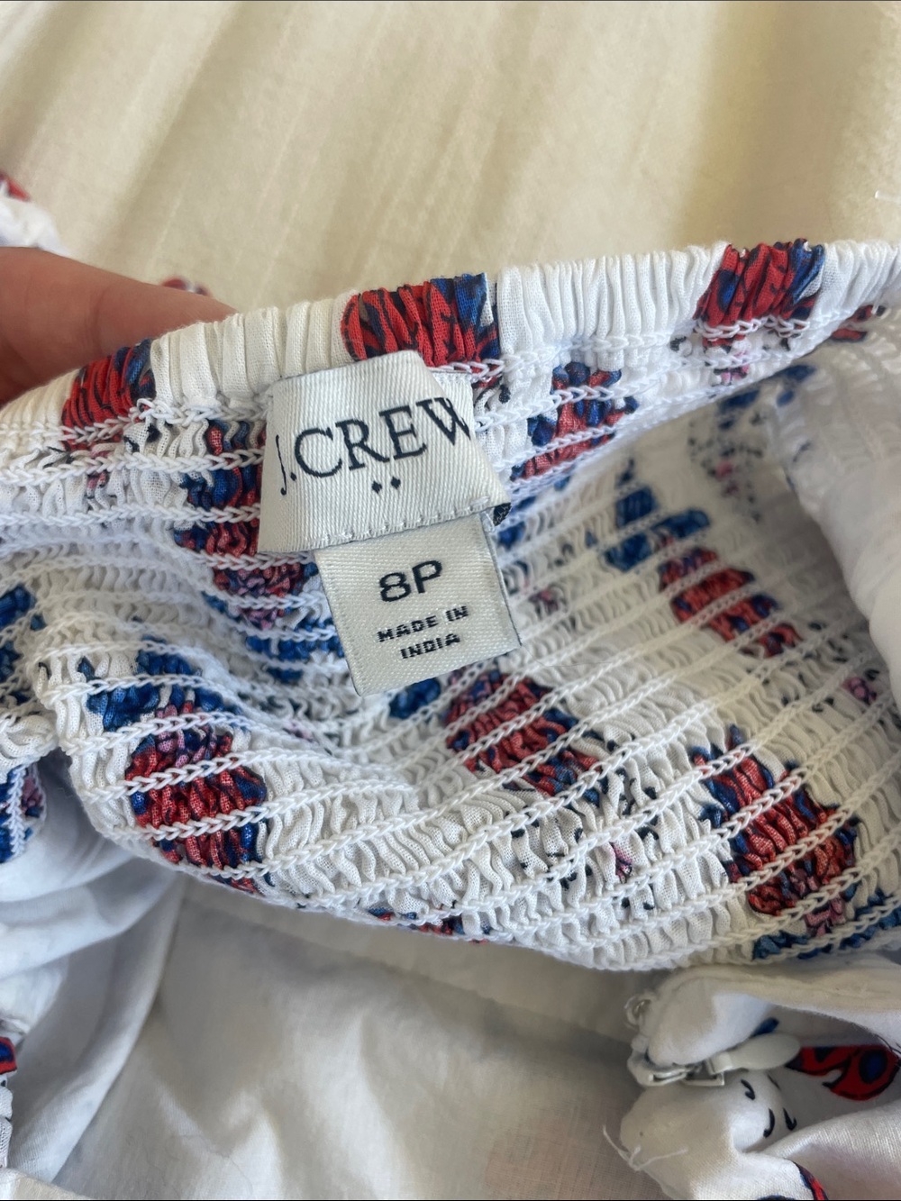 J. Crew White Sundress with Red and Blue Floral Print - Picture 2 of 2